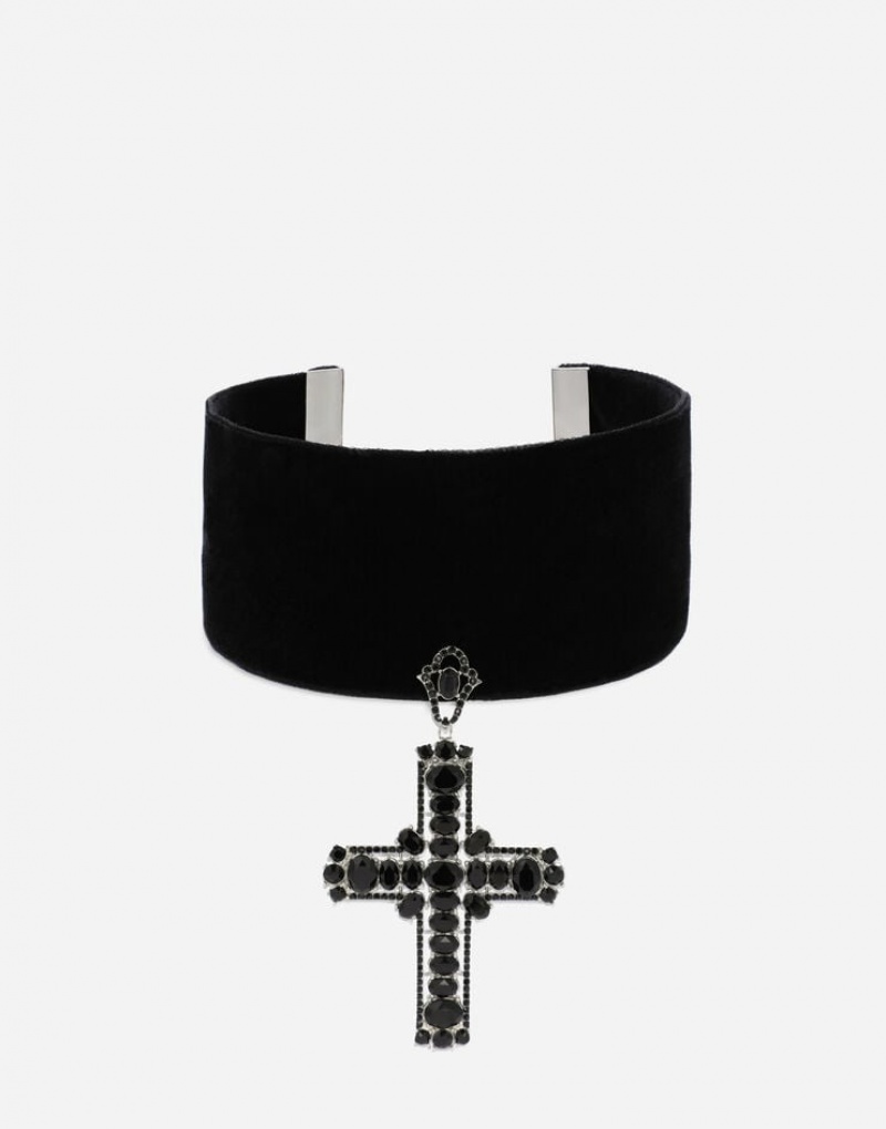 Joyas Dolce Gabbana KIM Velvet choker with cross pendant Mujer | TDN451783
