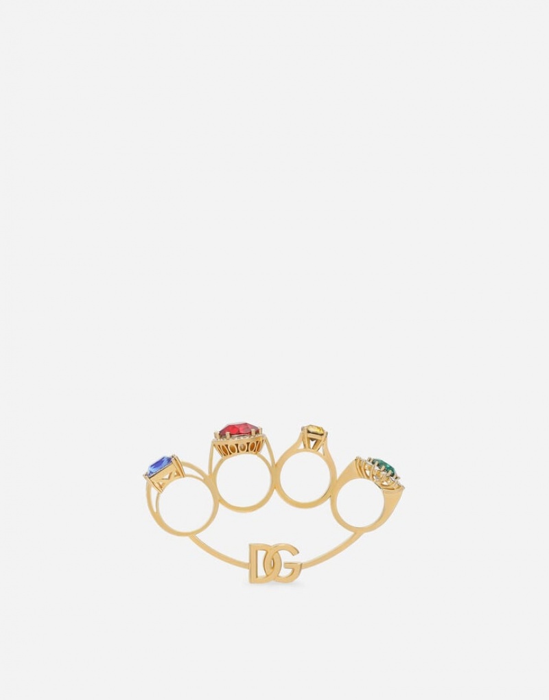 Joyas Dolce Gabbana Knucklebuster ring with colorful rhinestones Mujer | ZJB048719