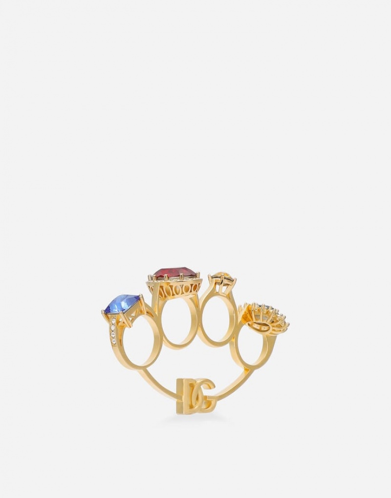 Joyas Dolce Gabbana Knucklebuster ring with colorful rhinestones Mujer | ZJB048719