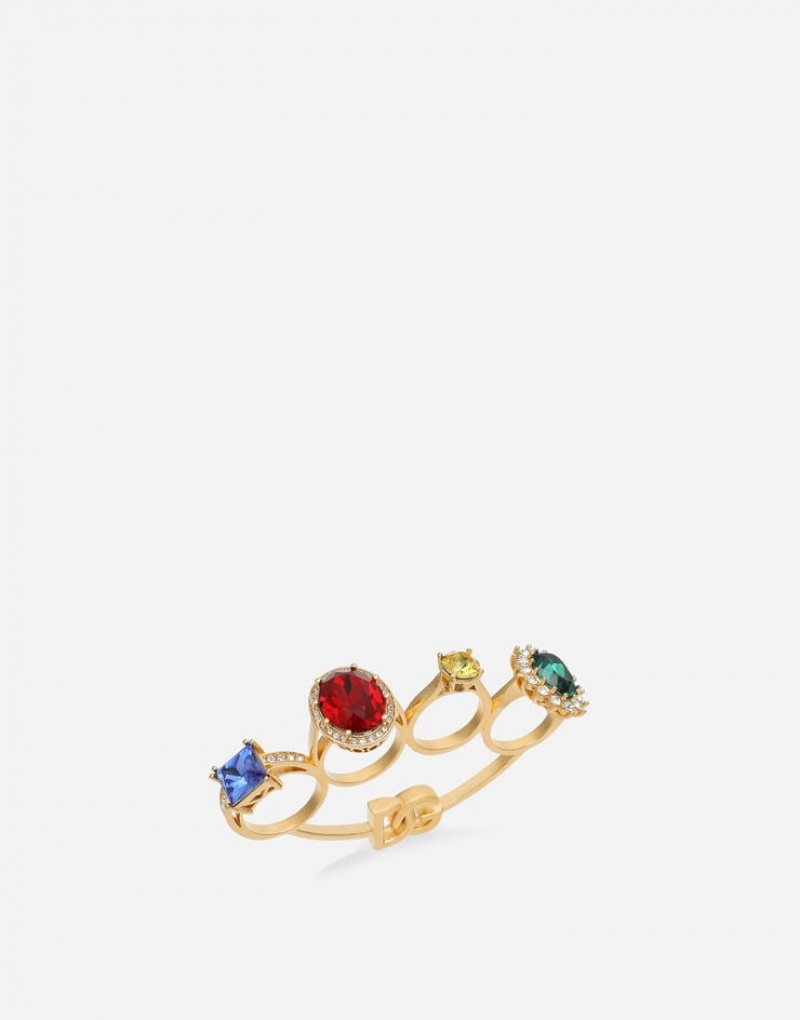 Joyas Dolce Gabbana Knucklebuster ring with colorful rhinestones Mujer | ZJB048719