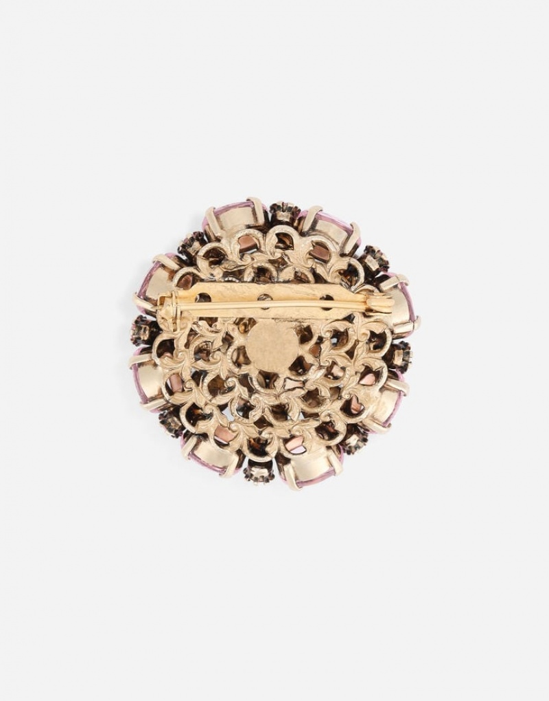 Joyas Dolce Gabbana Metal brooch with multi-colored rhinestones Hombre | FDU486237
