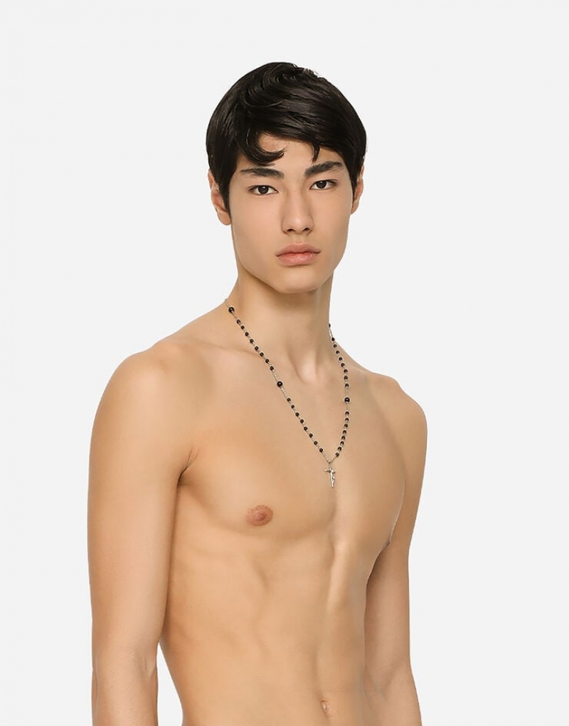 Joyas Dolce Gabbana Necklace with natural stones and cross pendant Hombre | BER528370