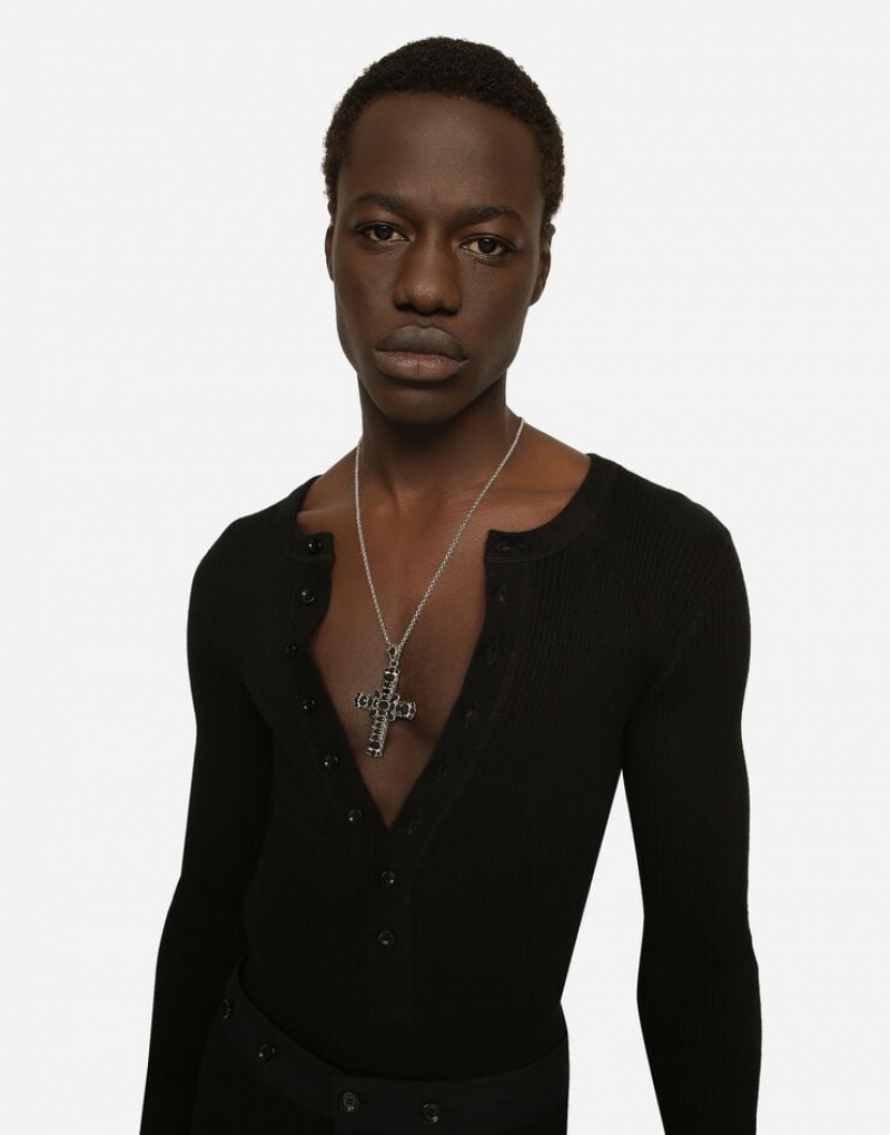Joyas Dolce Gabbana Necklace with rhinestone-detailed cross pendant Hombre | BES473906