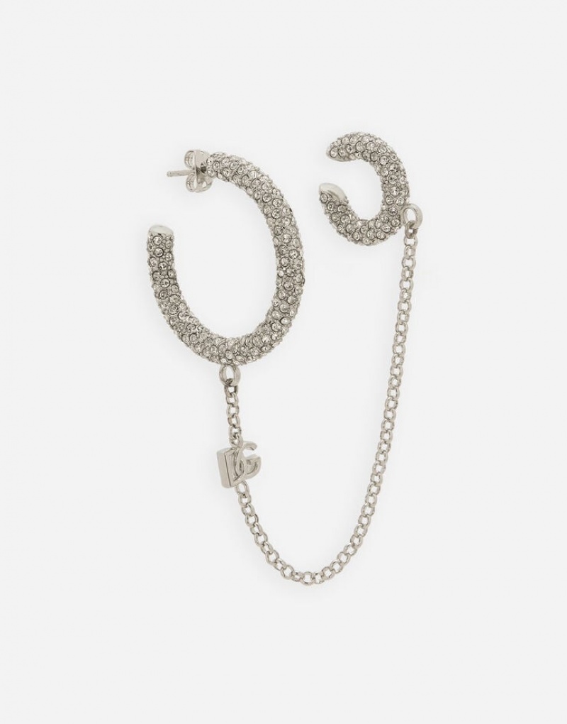 Joyas Dolce Gabbana Single earring with rhinestones and chain ear cuff Hombre | WHK683204