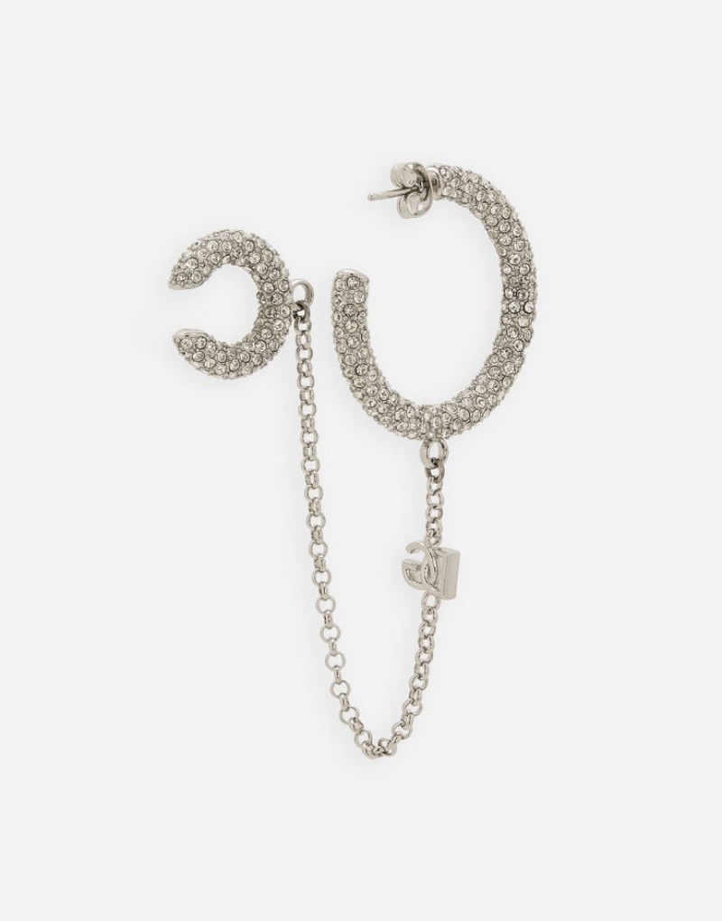 Joyas Dolce Gabbana Single earring with rhinestones and chain ear cuff Hombre | WHK683204