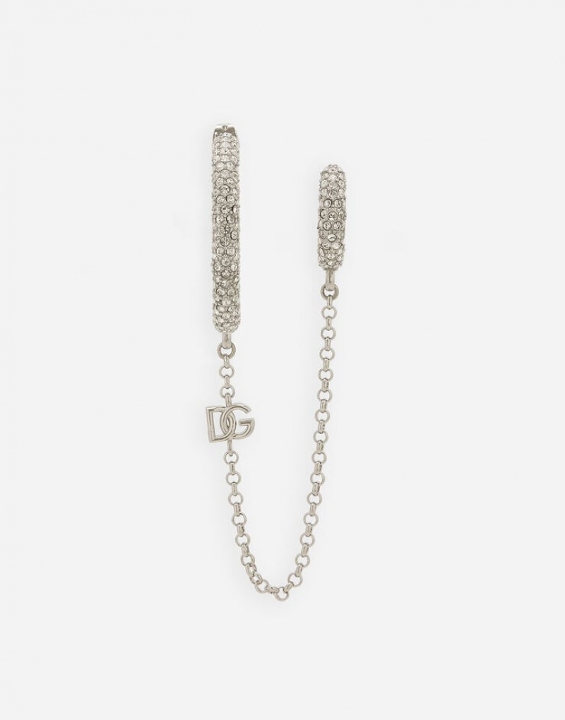 Joyas Dolce Gabbana Single earring with rhinestones and chain ear cuff Hombre | WHK683204