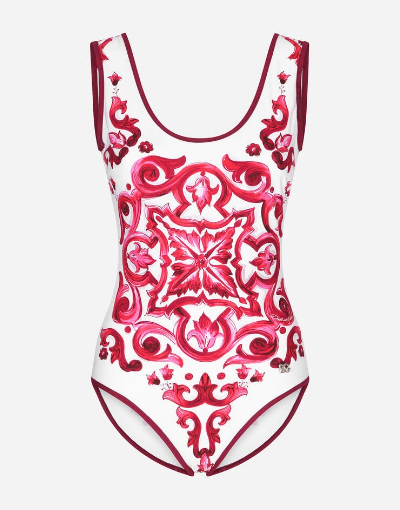 Ropa De Playa Dolce Gabbana Majolica print racing Mujer | MBF365920