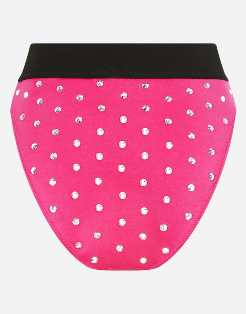Ropa Interior Dolce Gabbana High-waisted panties with rhinestones Mujer | ABL108746