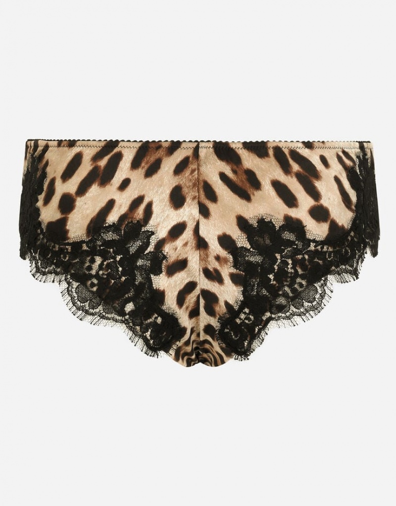 Ropa Interior Dolce Gabbana Leopard-print satin with lace detailing Mujer | ODA031968