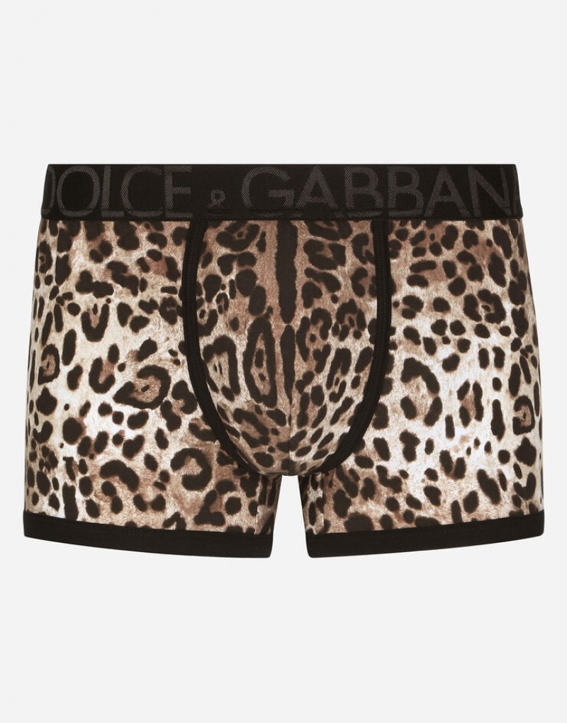 Ropa Interior Dolce Gabbana Leopard-print two-way stretch cotton boxers Hombre | AZD781390