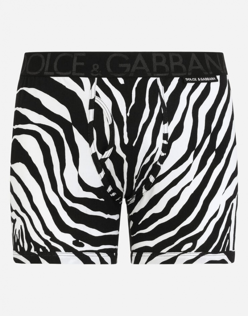 Ropa Interior Dolce Gabbana Long-leg stretch cotton boxers with zebra print Hombre | BCM408362