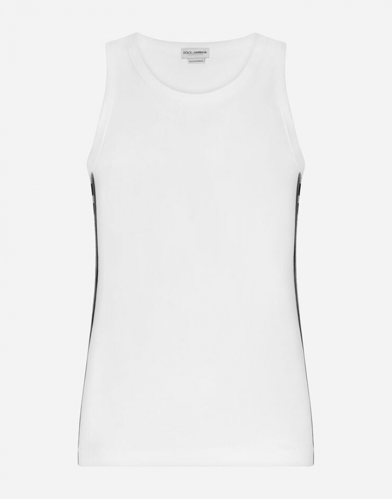 Ropa Interior Dolce Gabbana Two-way stretch cotton singlet with patch Hombre | WKE261374