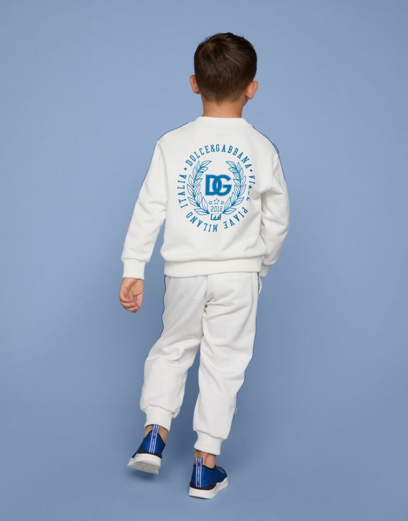 Sudaderas Dolce Gabbana Jersey round-neck with DG logo band Niños | YNK810729