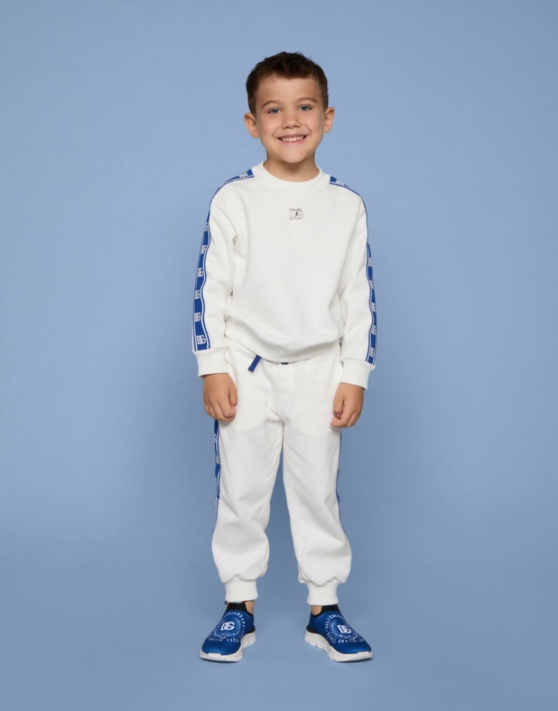 Sudaderas Dolce Gabbana Jersey round-neck with DG logo band Niños | YNK810729