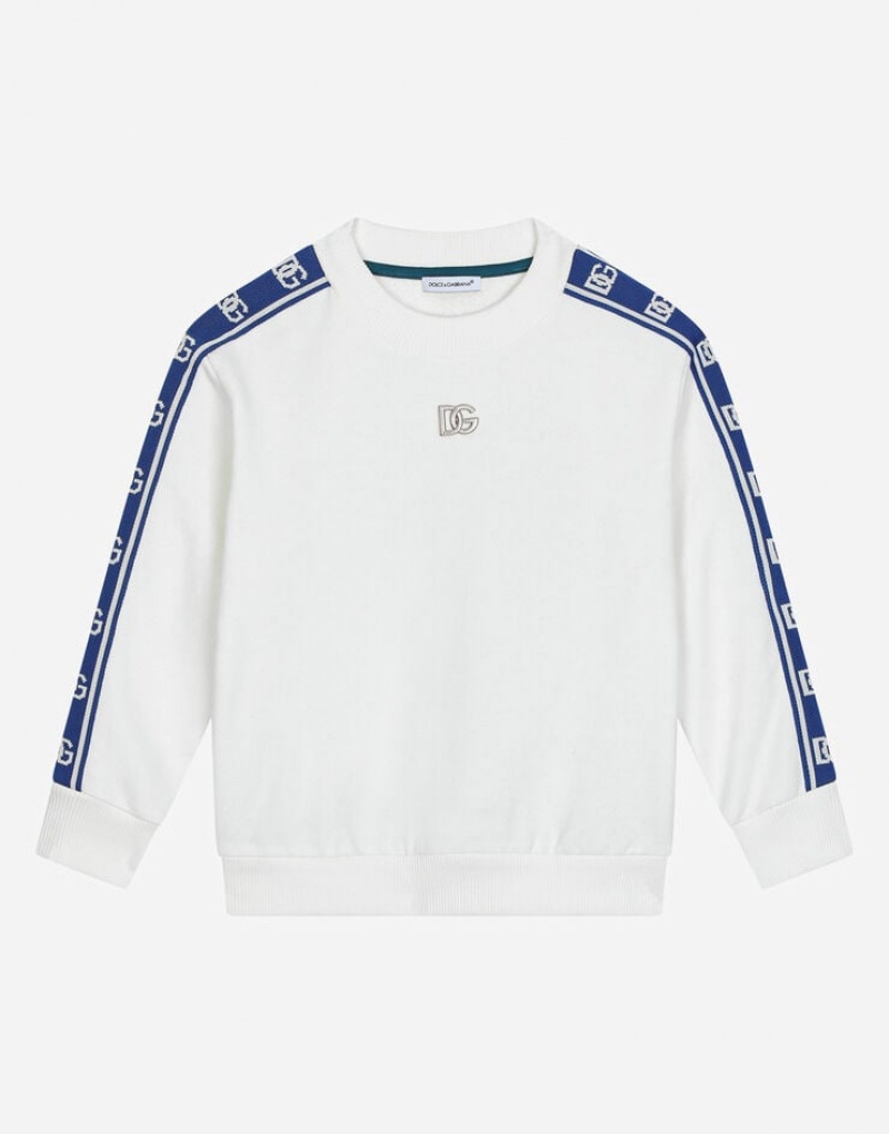 Sudaderas Dolce Gabbana Jersey round-neck with DG logo band Niños | YNK810729