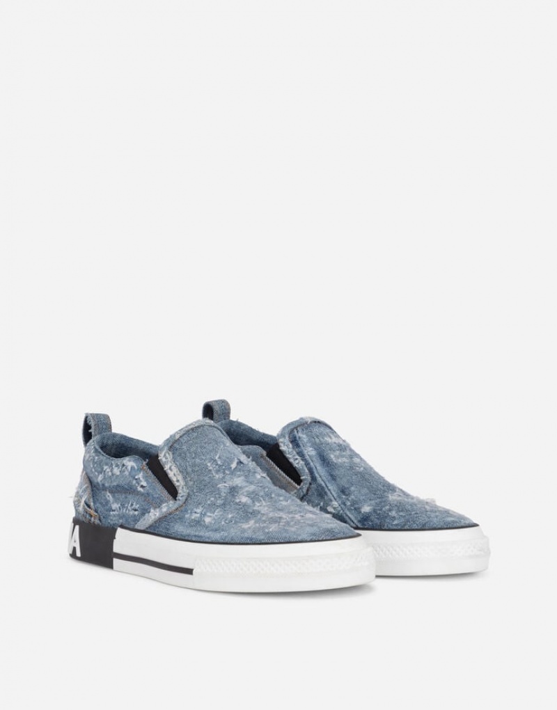 Tenis Dolce Gabbana Denim patchwork Custom 2.Zero slip-on Hombre | XMO517840