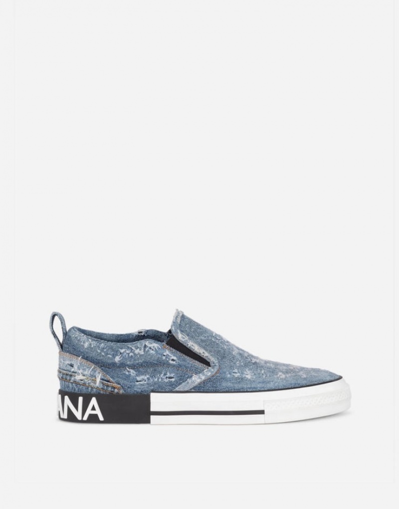 Tenis Dolce Gabbana Denim patchwork Custom 2.Zero slip-on Hombre | XMO517840