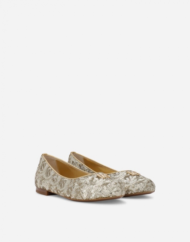 Zapatos Dolce Gabbana Sequined ballet with metal DG logo Niños | CNF072146