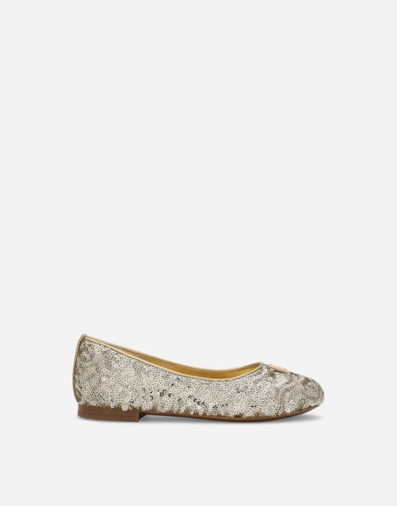Zapatos Dolce Gabbana Sequined ballet with metal DG logo Niños | CNF072146